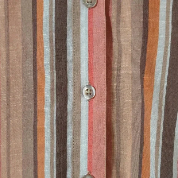 ✨️4/$20. COMO BLU Retro Striped Long Sleeve, Linen Look. Multi-Color, 70's - Picture 7 of 13